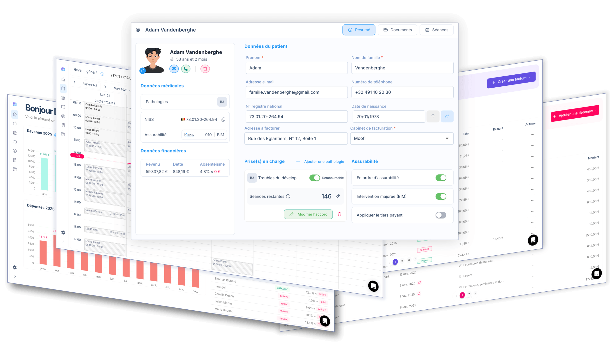 Moofl-interface, dashboard logopedist